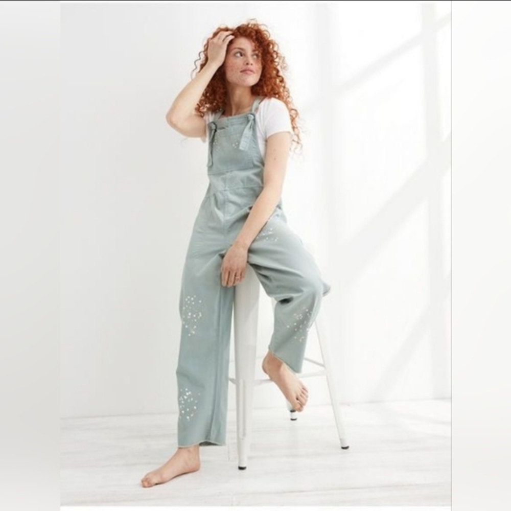 ❤️ AERIE WERK PLAY TWILL PAINT SPLATTER OVERALLS, XS